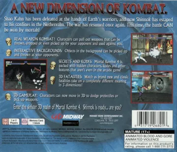 Mortal Kombat 4 (US) box cover back